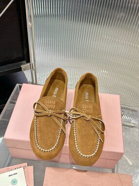 Miu Miu Suede Bow Moccasin Loafers